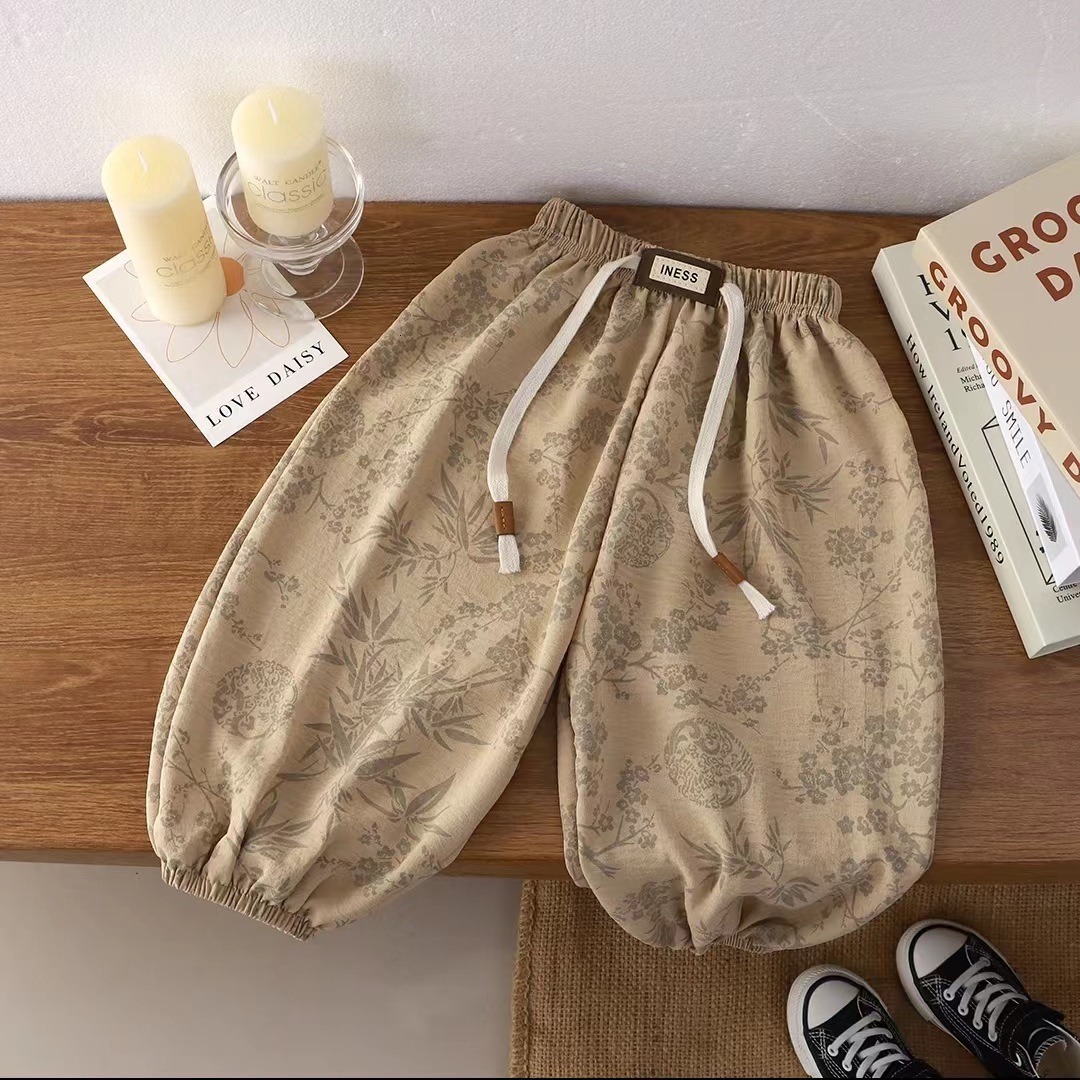 Ddmyshoesvip Summer Children S Casual Mosquito Proof Boys And Girls Lantern Pants Baby Thin White Tower Striped Pants