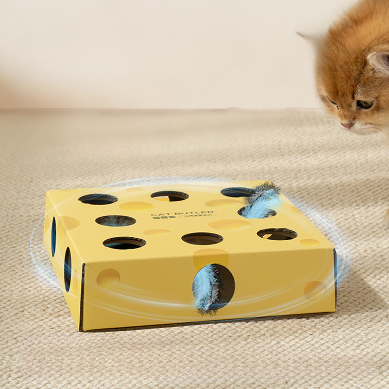 Pet Items Cheese Box Toy Cat Toy Self-pleasure and Boredom Relief Electric Cat Tease Stick Whack-a-mole Interactive Cat Toys