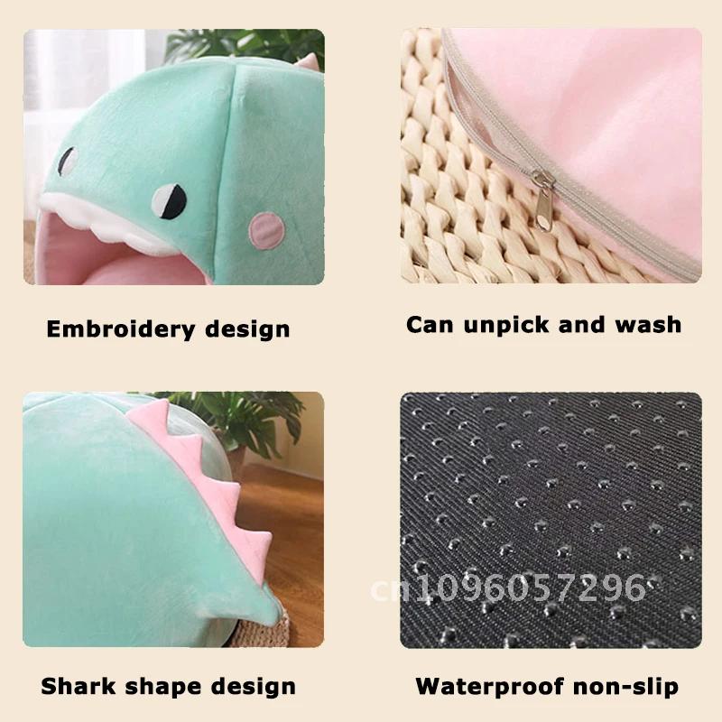 Shark cave bed house pet cat tent lounge chair dog basket kitten house for dog cat mat mat puppy warm supplies bed cozy