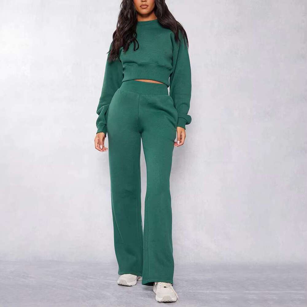 Custom Oversized Brushed Cotton Sweater Plus Size Women Crew Neck Long Sleeve Crop Top Pullover Cropped Crewneck Sweatshirt