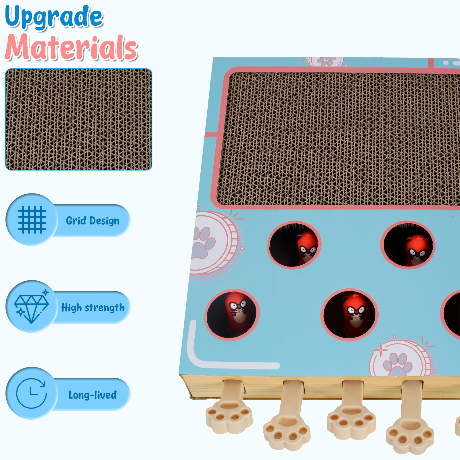 Cat Enrichment Toys Fun Cat Mole Game Interactive Pet Puzzle Toys with Cat Scratching Board Pet Supplies for Indoor Pet Exercise