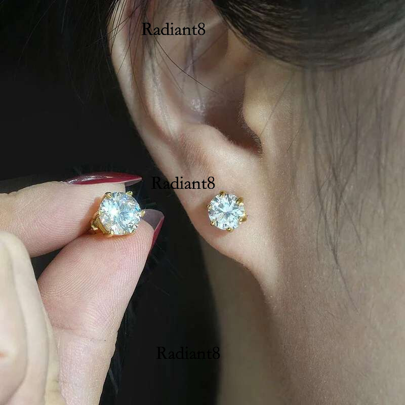 2 GRA Certificates Moissanite Studs Earrings Pass Dia tester Pen For Men Women Sier Plated Wedding Gemstone