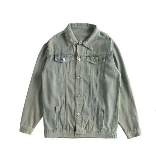 American street mens light colored washed springsummer denim jacket retro color fashion Versatile Top 250225