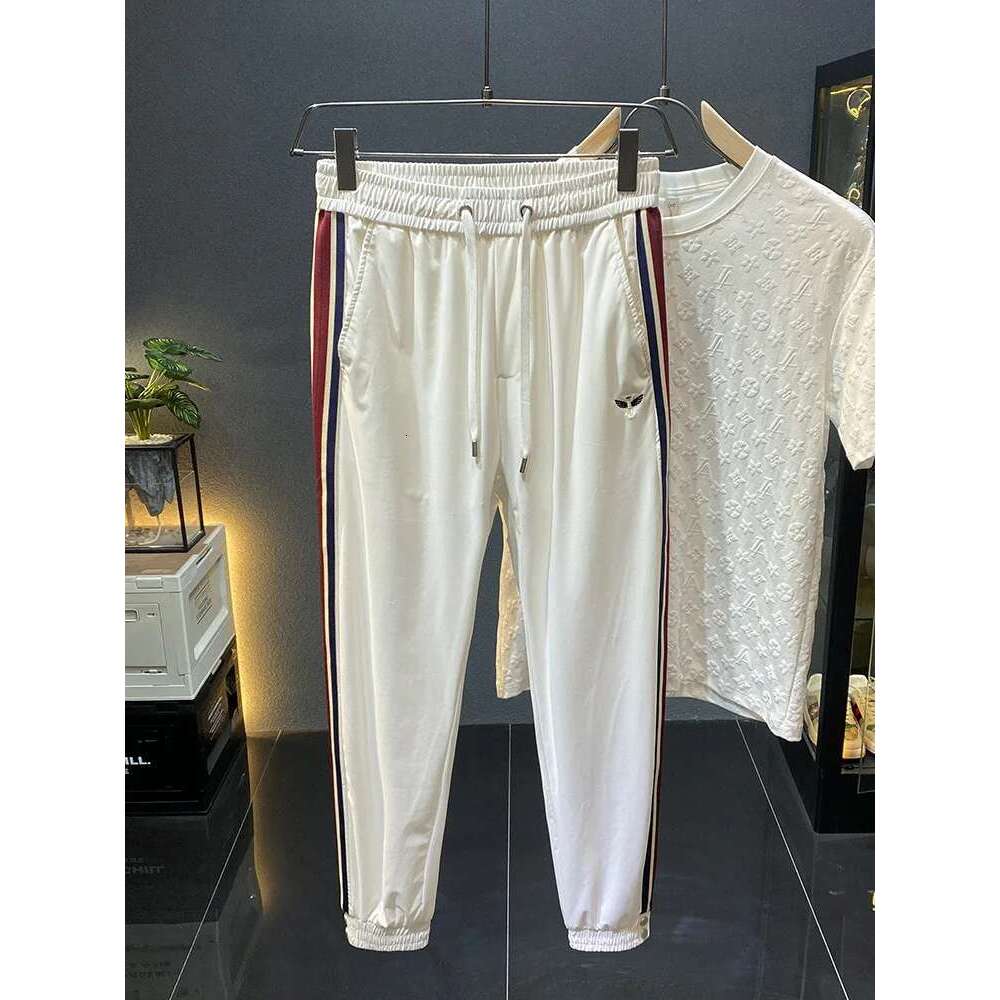 Thin And Soft Track Sweatpants Men's Summer Cool Quick-Drying Casual Silky Breathable Ankle Length Jogger Pants