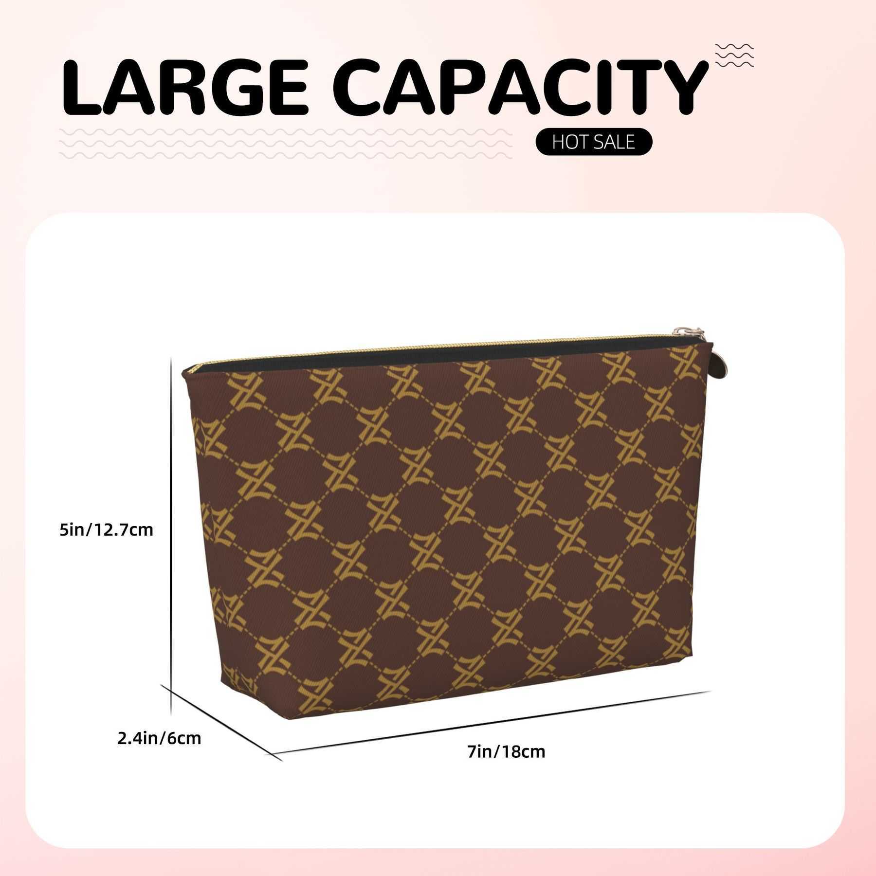 NXY Designer Bag Zipper Cosmetic Bags Luxury Bag Leather Women Brown Makeup Bag Toiletry Cosmetics Pouch Fashion Woman Travel Make Up