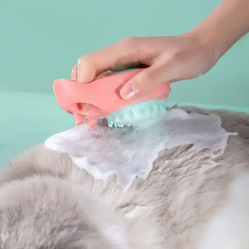 Pet Cat and Dog Silicone Bath Brush Massage Care Soft Brush Can Fill Liquid Bath Ball Brush Pet Accessories Cat Cleaning Tools