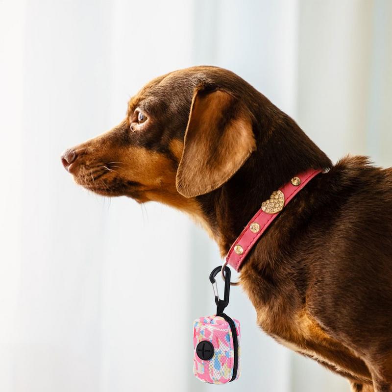 Dog Poop Bag Holder Portable Dog Bag Holder Zipper Pouch Pet Waste Dispenser With Carabiner Pet Accessories For Outside Walking