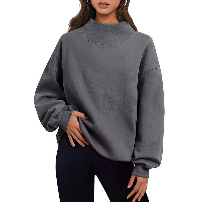Custom Womens Oversized Plain Sweatshirts Turtleneck Pullover Long Sleeve Hoodies Tops Fall And Winter Casual Outfits Clothes