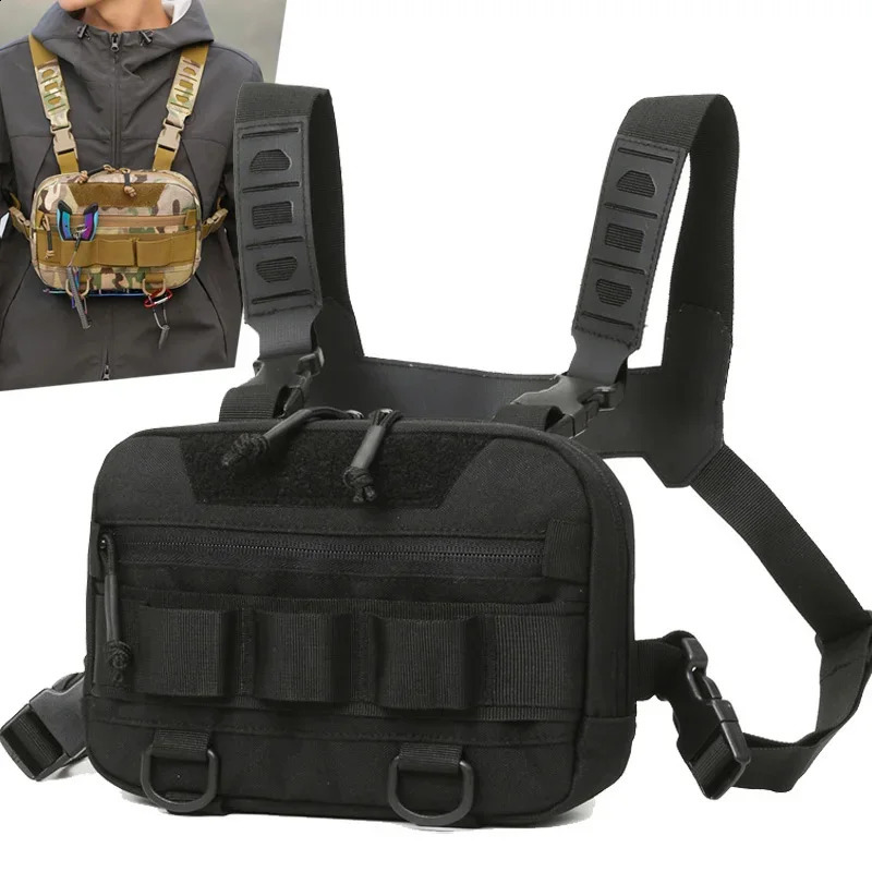 Mens Chest Bag Tactical Fishing Vest Backpack Travel Waterproof Molle Nylon Climbing Camping Backpacks Outdoor Rig Fanny Pack 250227
