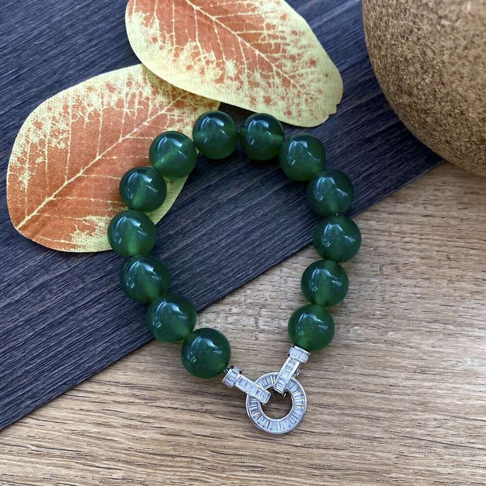 New style natural green agate necklace, simple crystal jadeite color series bead, Chinese trend jewelry gift