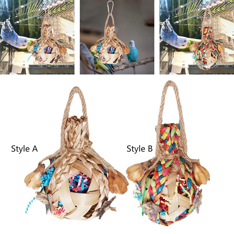 Chew Toy Ball Cage Bite Hanging Training Bird Chewing Toy For Macaws Budgies Finches Cockatoos B