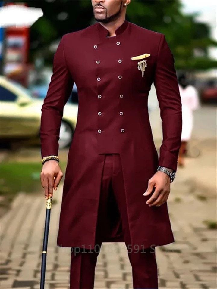 2piece mens ultrathin suit suitable for wedding set grooms evening dress African double chest jacket 250224