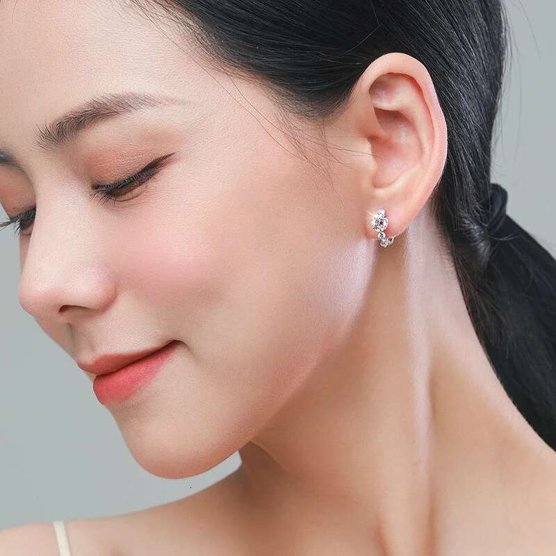 TBCYD 5MM D Color Full Moissanite Hoop Earrings S Sterg Sier 1.18cttw Rose Gold Ear Clasps Buckle For Women Fine Jewerly