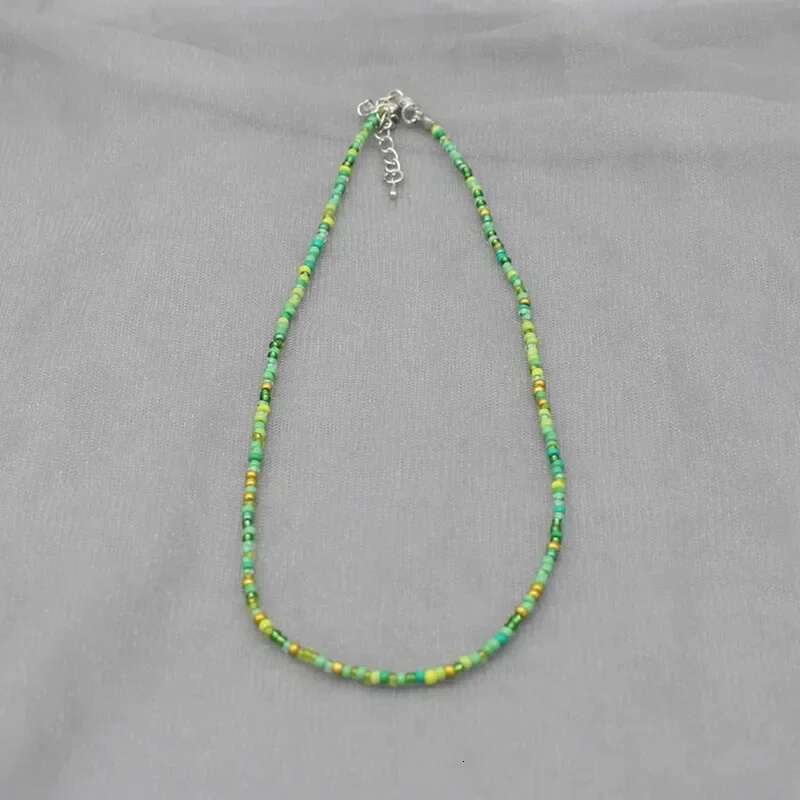 Bohemia Handmade Rainbow Seed Beads Simple Choker Necklace Candy Color Neck Chain Women's Wild Sweet Colorful Collar Jewelry