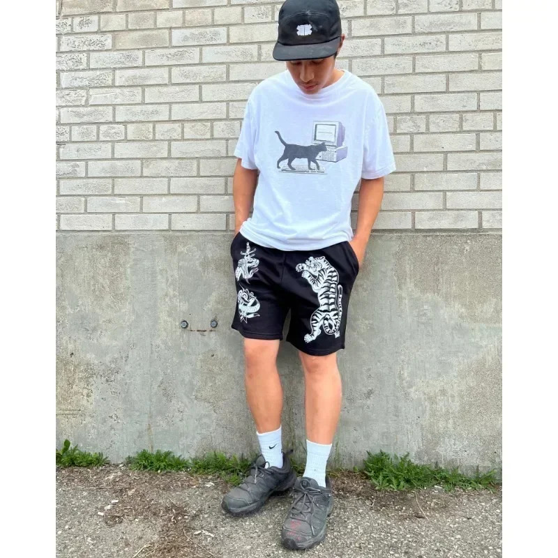 Mens Bug Printed Summer Street Wear Basketball Casual Cotton Shorts Gym Running 250224