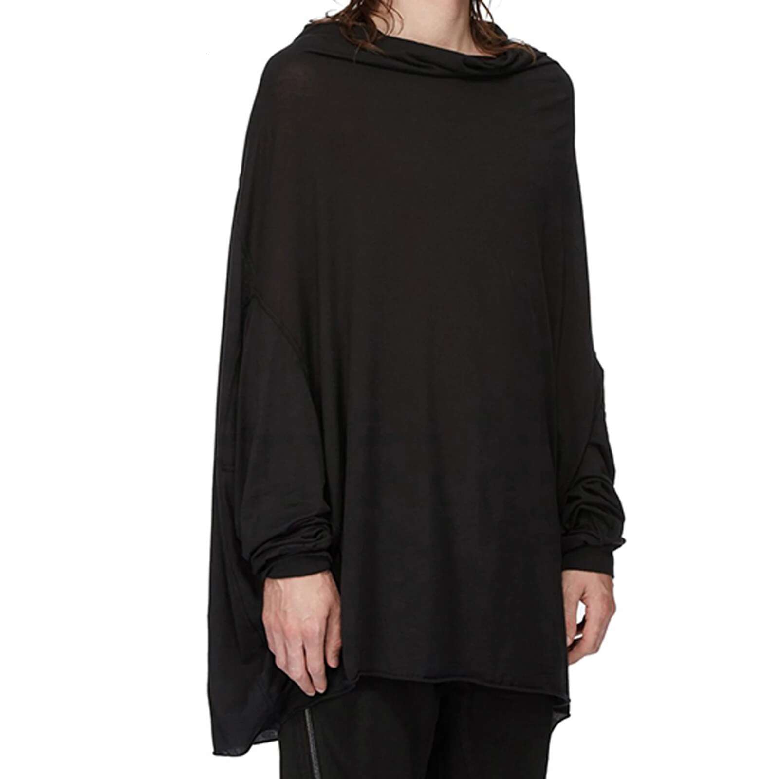 High Street Dark Rick RO Men And Women's Irregular Shoulder Bat Top Loose Long Sleeve T-Shirt Base Tshirt Tops