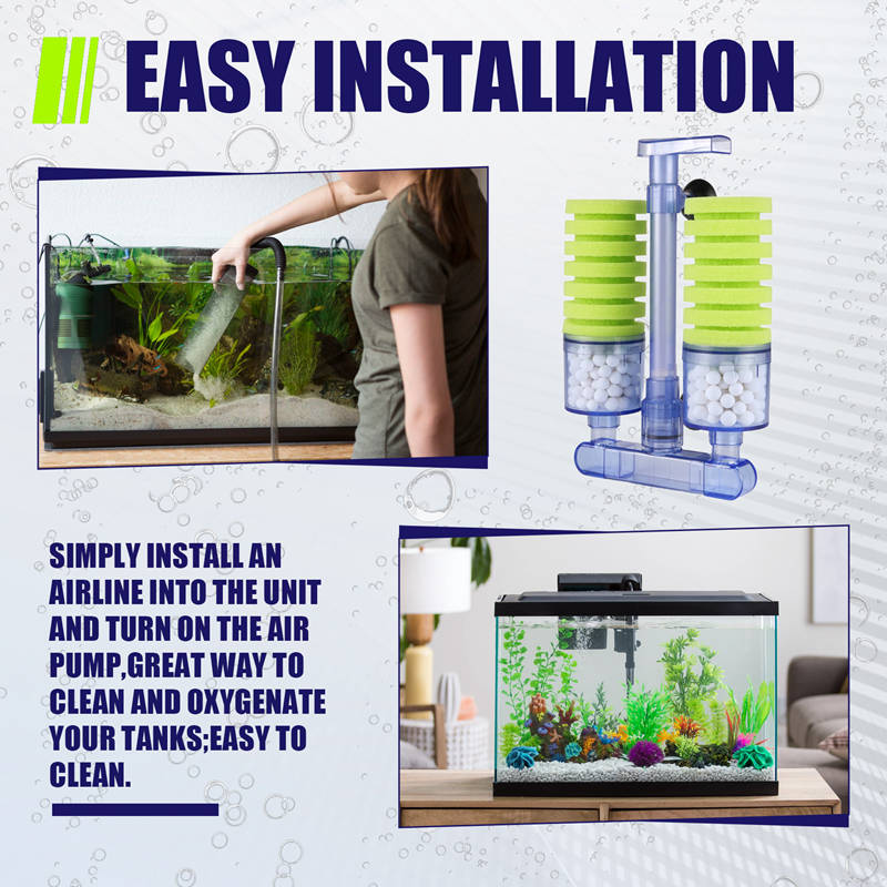 AAAC-Aquarium Filter,Ultra Quiet Aquarium Biochemical Sponge Filter Fish Tank Air Pump Betta Fry Aquarium Fish Tank Water Fall D