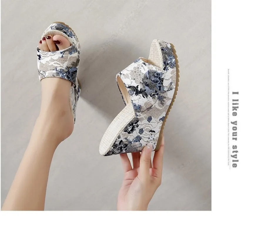 Plus Size 35-42 Shoes for Women Fashion Summer Casual Flip Flops Peep Toe Platform Wedges Slippers Non-slip Sandals The Woman 250228