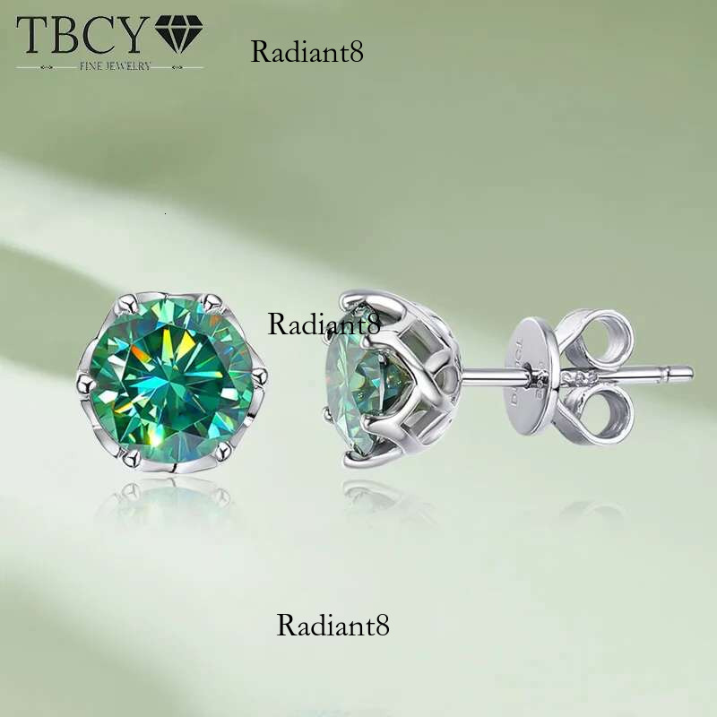 TBCYD 2CT Green Moissanite Stud Earrings For Women Sterg Sier wer Bud Shaped Dia Ear Studs Wedding Fine Jewelry