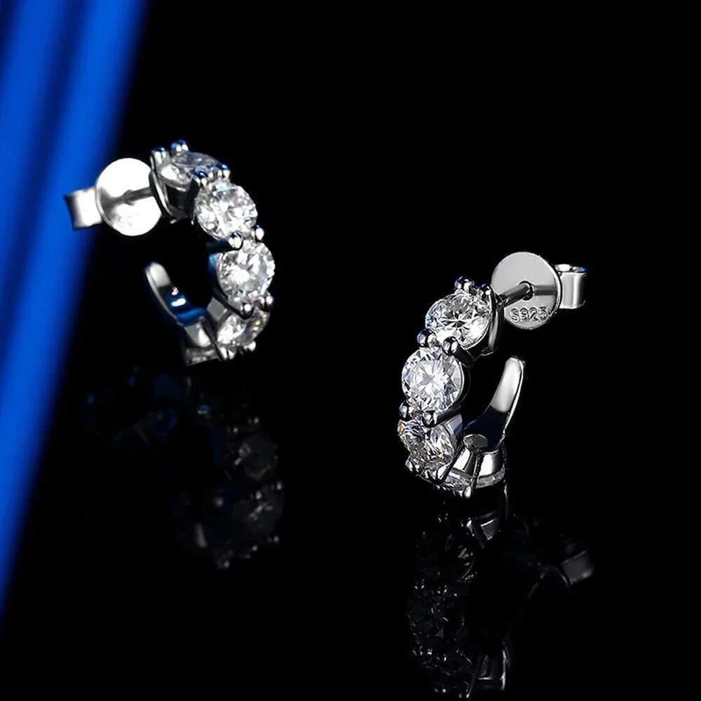 FEOBUR 3Carat Full Moissanite Hoop Earrings for Women Sterg Sier Sparkg 3/4mm Dia Stud Earring Small Hoops