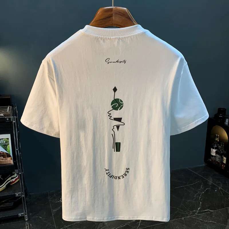 Summer Loose Casualtt-Shirt Men's Thin Printed Korean Styleinssimple Style Short-Sleeved Top Trendy Worsted Clothes