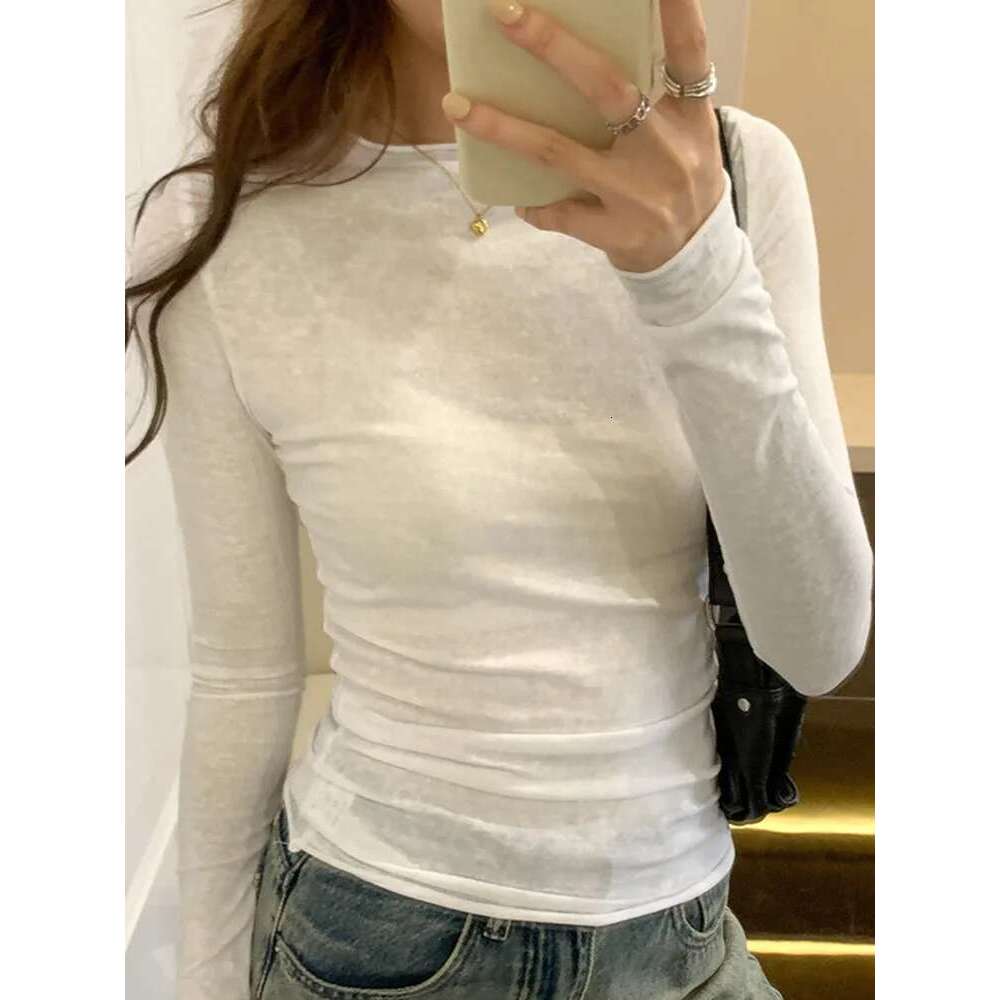 Autumn Spring T Shirt Women Tops Solid Slim Fit Long Sleeve O Neck Tshirts Female Casual Streetwear High Quality Base Tees KLMY