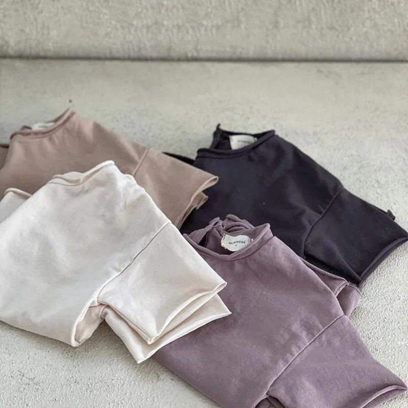 0-4 Yrs Toddler Kid Baby Boys Girls Clothes Summer Cotton T Shirt Short Sleeve Solid Color Vintage Tshirt Children Tops Infant 250304