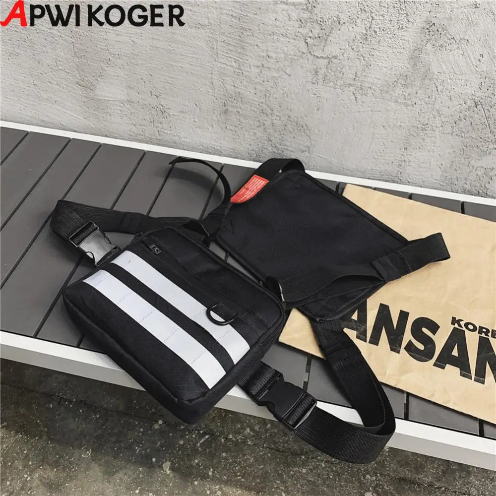Unisex Streetwear Vest Chest Bag Oxford Cloth Waistcoat Hip Hop Shoulder Pouch 250227