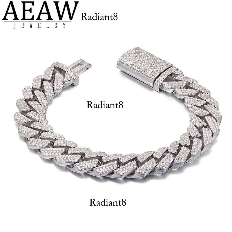 Sier 12mm Wide D Color Moissanite Hip Hop Punk Denim Bracelet European American Style Men And Women's Same Model 7-9 Inch
