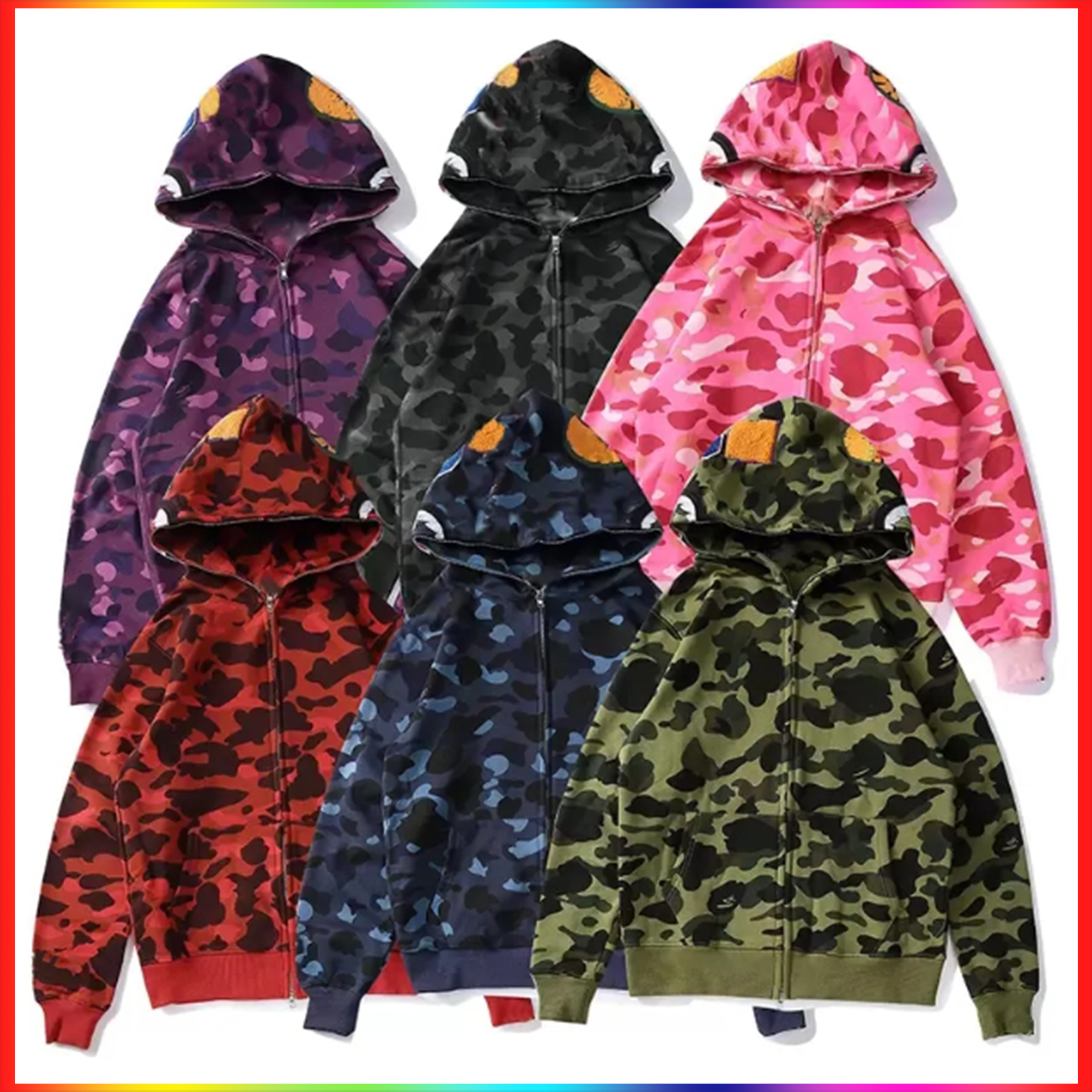 2026 hoodies designer clothes men hoodie popular shark pattern Sportwear Camouflage zip up hoodie high quality Jacket winter Plush coat sweater hoody Sweatsh