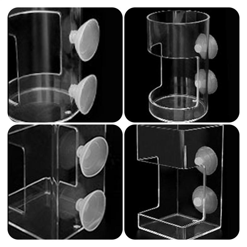 Fish Feeder Highly Clear Square Round Aquarium Feeder Bowl Clear Shrimp Feeder Feeding Tube Food Dispenser with Suction Cup