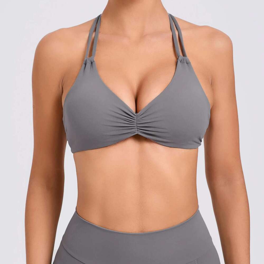 Sports Sexy Women Halter Top High Support Impact Push-Up Open Back Wear Running Fiess Bra Yoga Tops Workout Underwear Kl-My