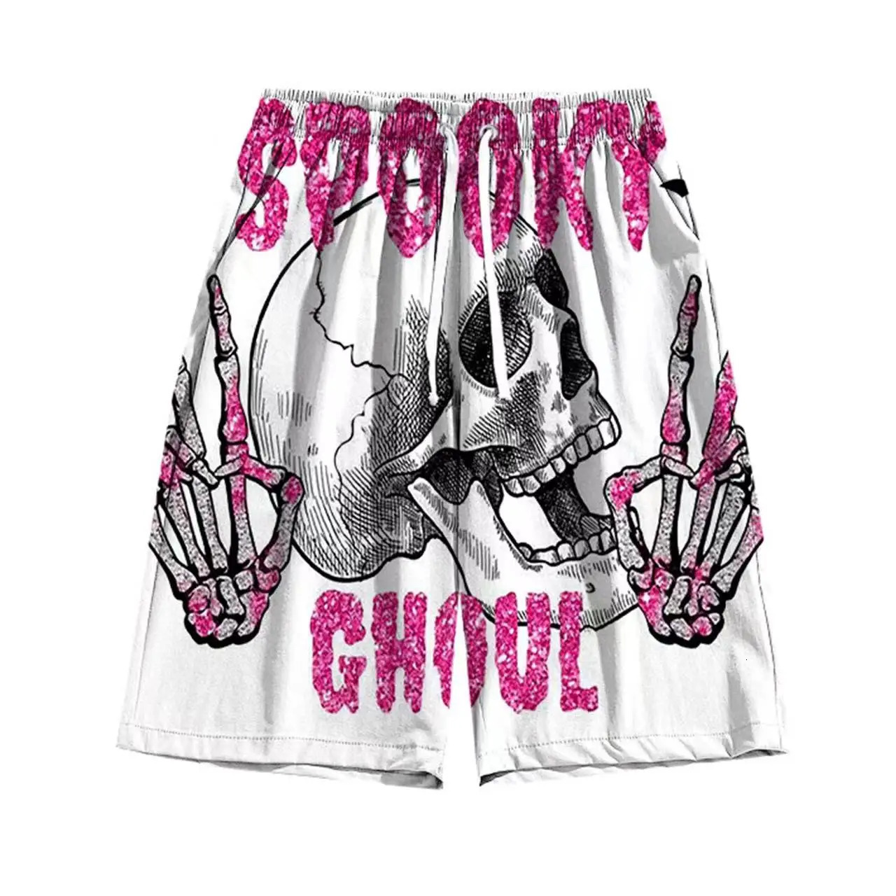 Mens summer skeleton handpainted elements quick drying shorts fashion sports breathable trend comfortable quats 250304