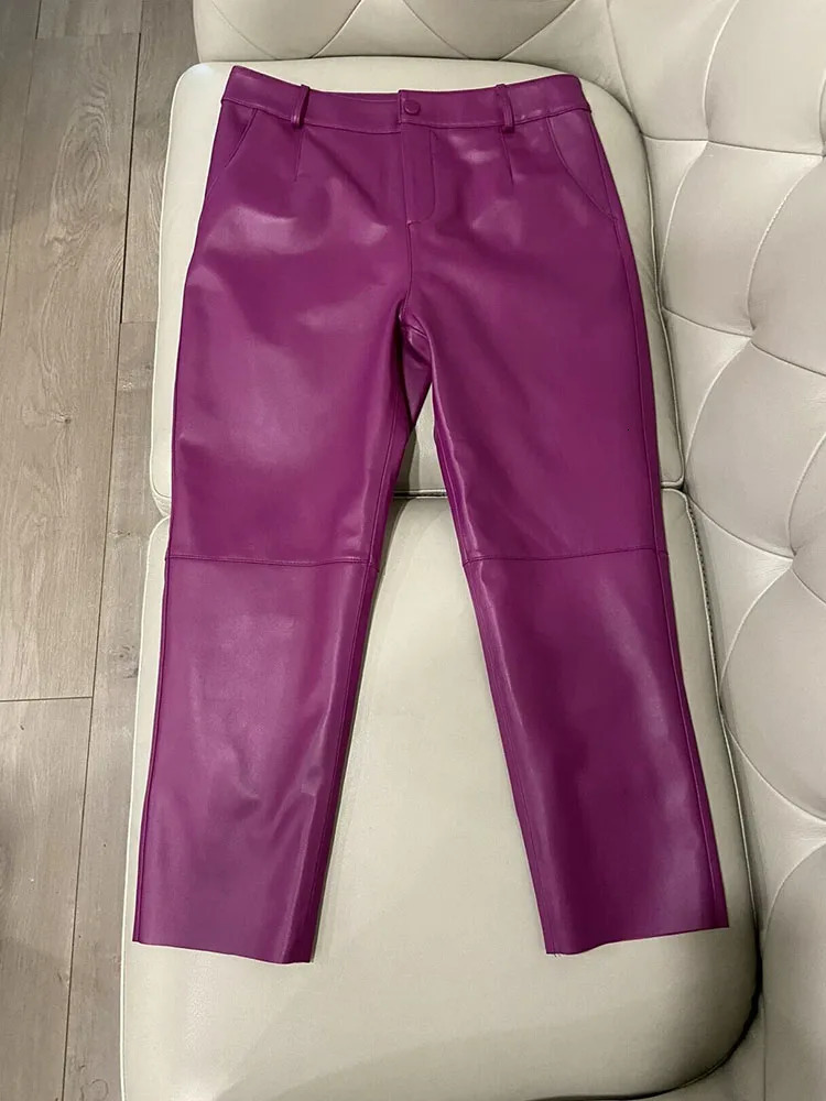 Cargo Pant 2024 Korean Fashion Spring Autumn Genuine Leather Trouser Streetwear 250304