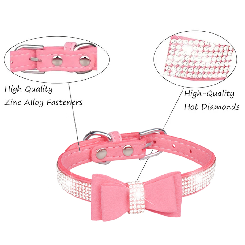 Crystal Elastic Cute Bow Tie Christmas Red Collar for Pets - Adjustable Fit for Cats and Small Dogs