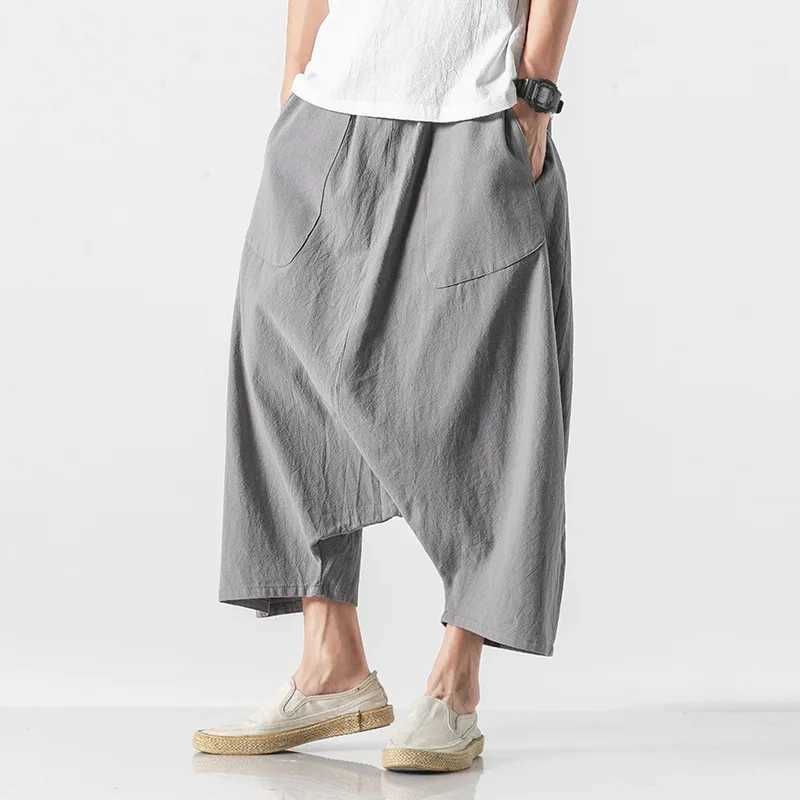 Summer New Casual Fashion Tooling Shorts Mens Wide-leg Pants Over The Knee Eight-point PantsXJ250304