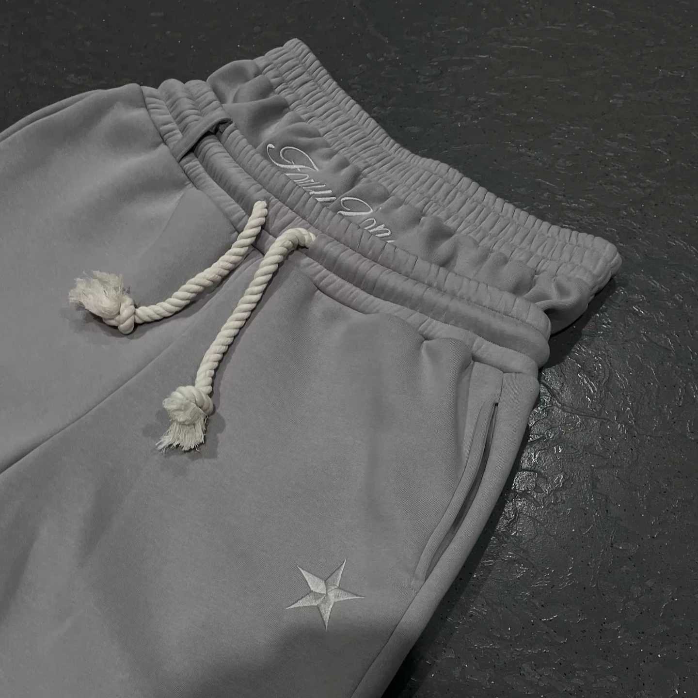Y2K American Solid Color Harajuku Loose Double Waisted Sweatpants Letter Embroidery Casual Pants Hip Hop Drawstring Waist Jogger X250305