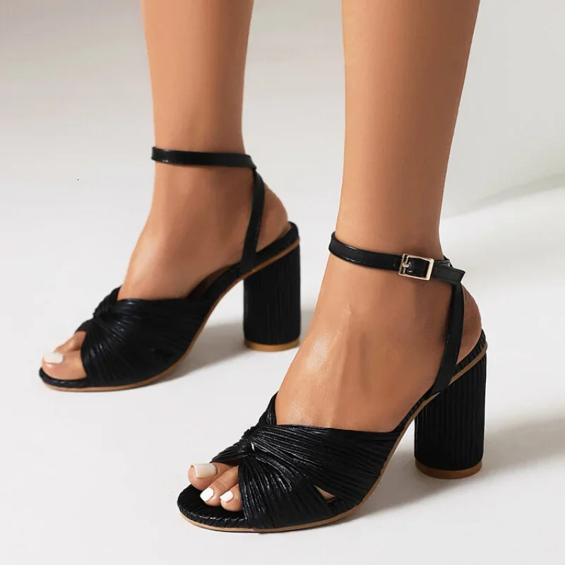 summer styles fashion Exposed toe high-heeled womens sandals golden sexy party Circular heel women sandals plus size 35-50 250228