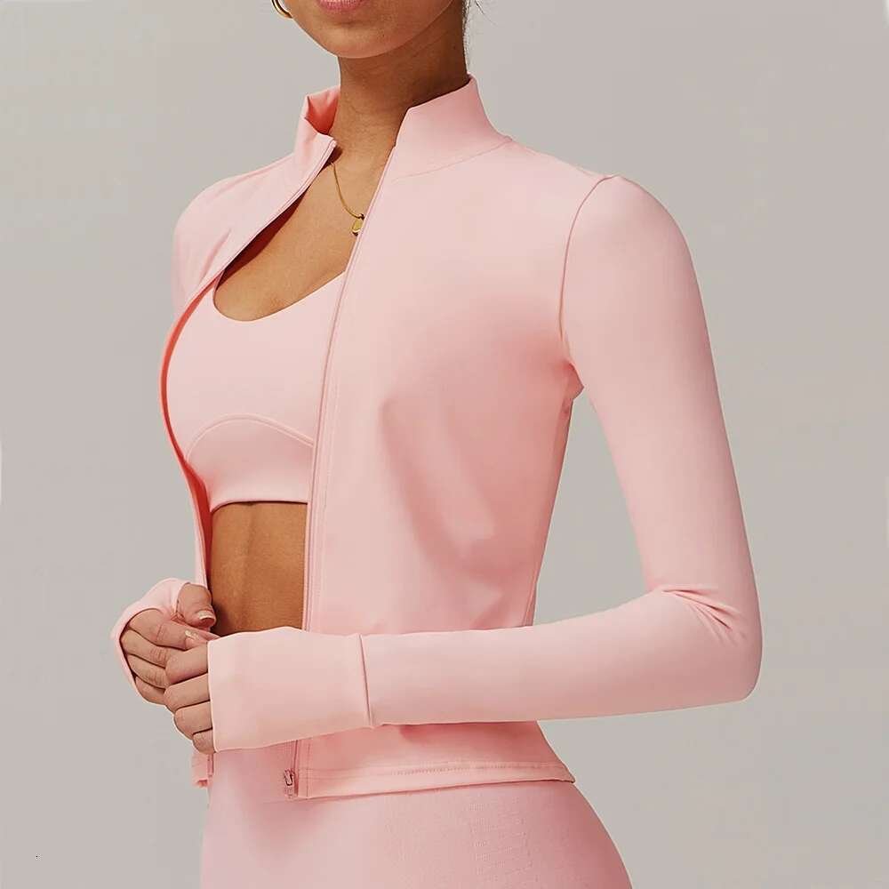 Long Zipper Sleeve Workout Top Clothes Women Active Wear Sports Shirt Elastic Fiess Jacket Yoga Clothing Running Shirts Kl-My