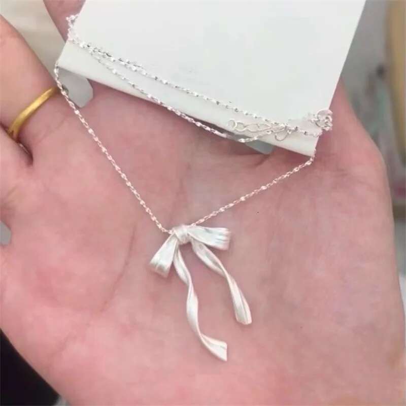 Exquisite Clavicle Elegant Scrub Bow Pendant Necklace For Women Girls Temperament Collar Chain Korean Student