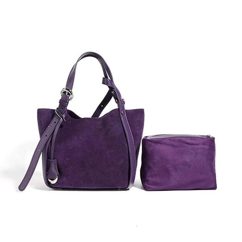 Women Retro Suede Leather Bucket Crossbody Bags Large Capacity Shoulder Tote Bag Handbags