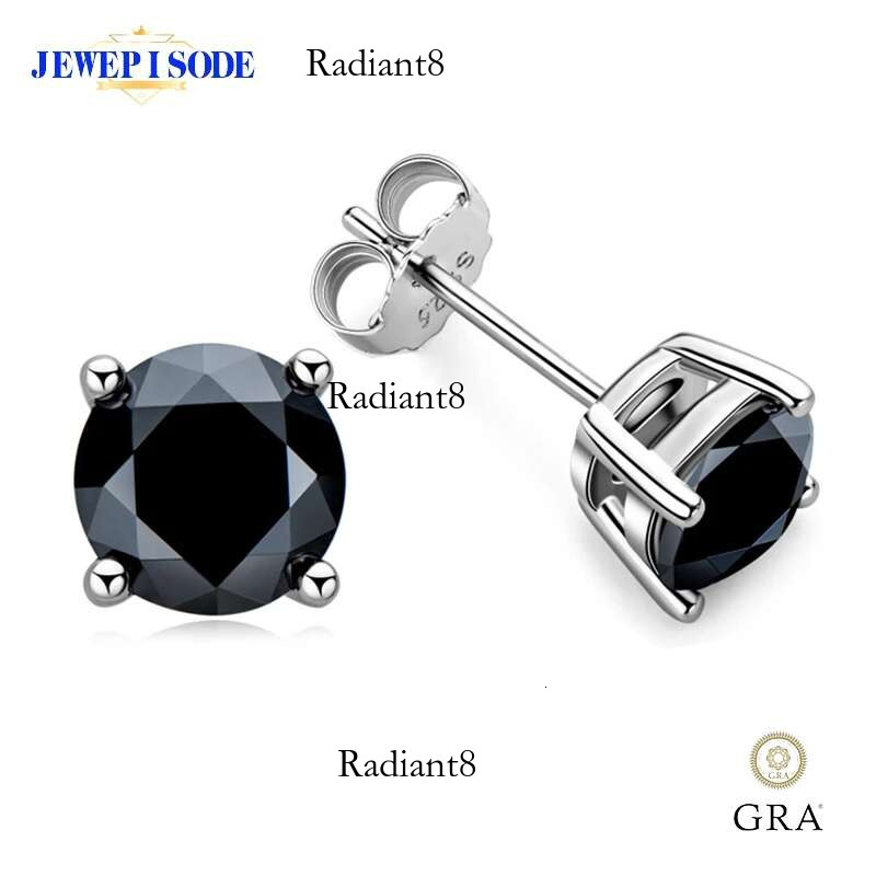 Promotion 0.3-2CT Black Moissanite Stud Earrings for Women Man Sterg Sier Wedding Party Daily Wear Jewelry Gift