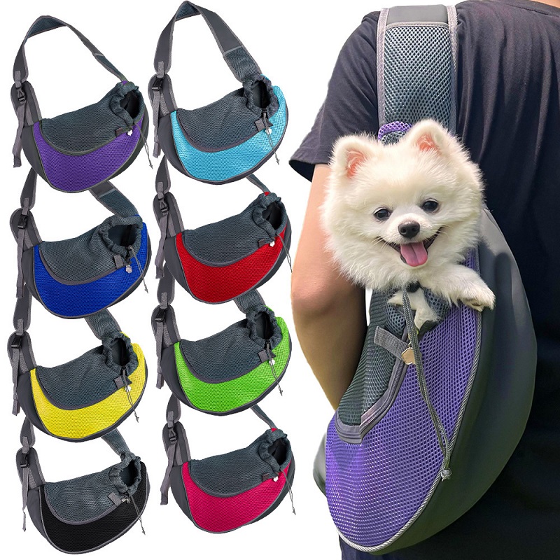 Pet Single Shoulder Bag Outdoor Travel Dog Bag Carrier Mesh Breathable Puppy Backpack Portable Adjustable Handbag Pet Supplies