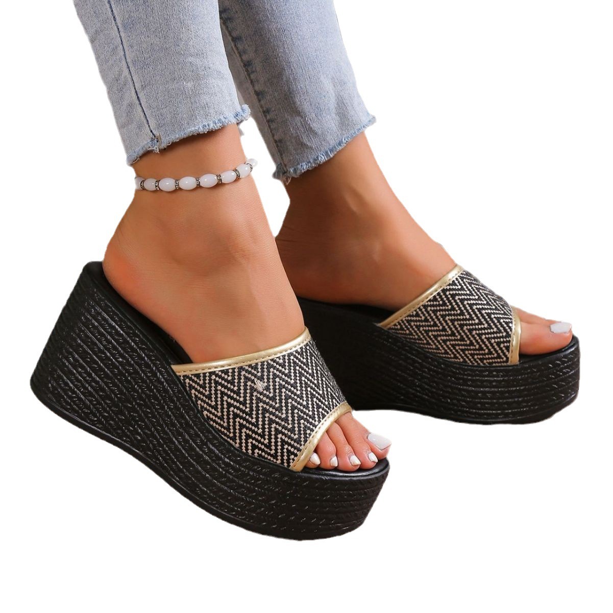 Comfortable new sandals, simple women's slope following the trend, thick sole, large size, summer 2025 casual ddmykukumalu