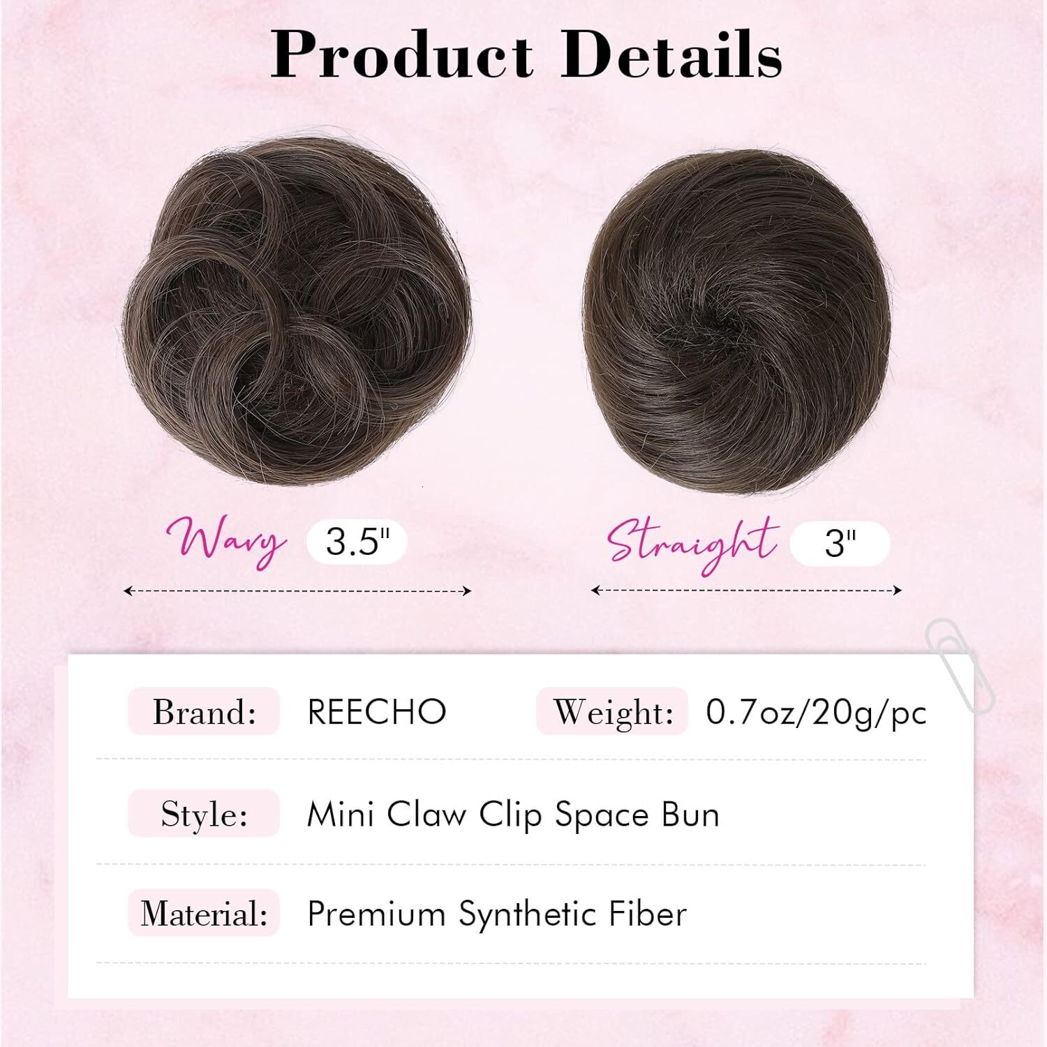 REECHO Space Bag Hair Piece, 2 mini claw clip messy Cat's ears (Steamed cat-ear shaped bread) extensions HB001 accessories Updo hair piece for wo