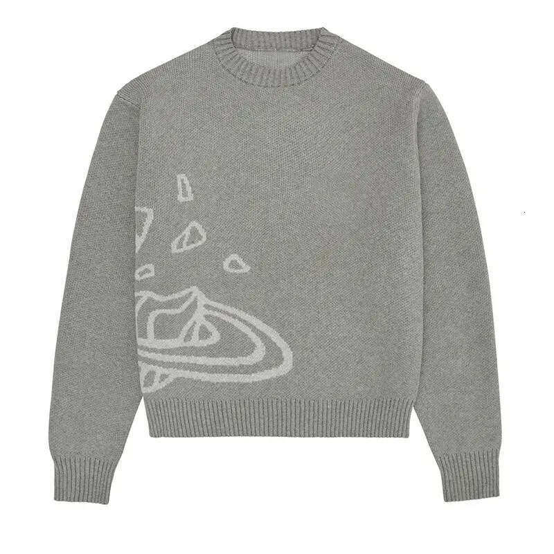 Space Planet Star Knitted Knight Youth Y2K Women's Black Warm Top Men's Loose