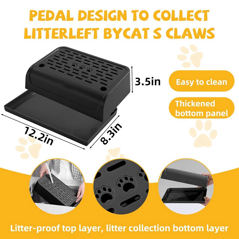 Cat Litter Box Ramp With Filter Function, Double Layered Self-Cleaning Cat Litter Box Litter Trapper With Storage