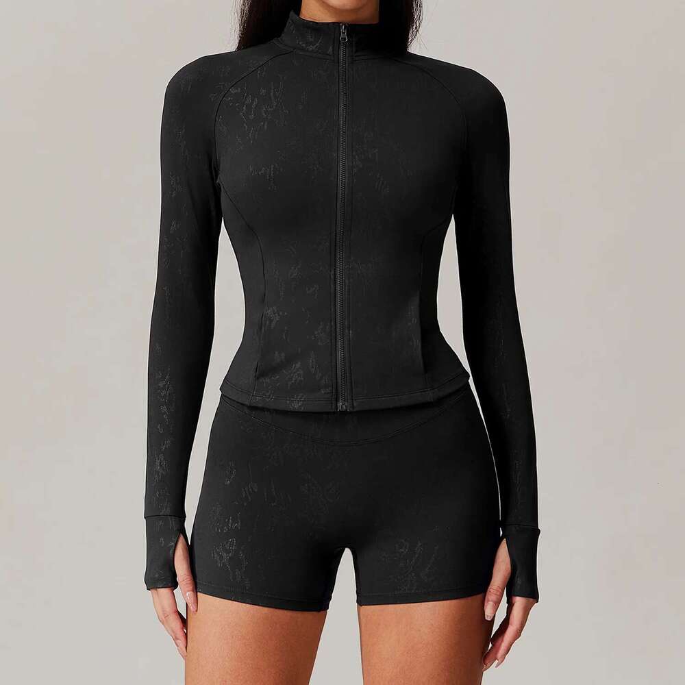 Yoga Women T-Shirts Solid Sports Top Zipper Long Sleeve Workout Running Shirts Sexy Quick Dry Fiess Printed Sport Wear Kl-My