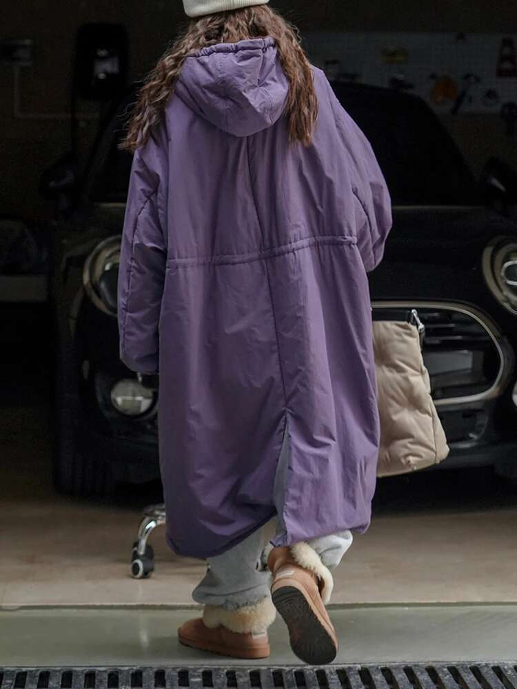 hoodie Purple Big Size Cotton-Padded Coat Long Sleeve Loose Fit Women Parkas Fashion Tide New Autumn Winter jacket