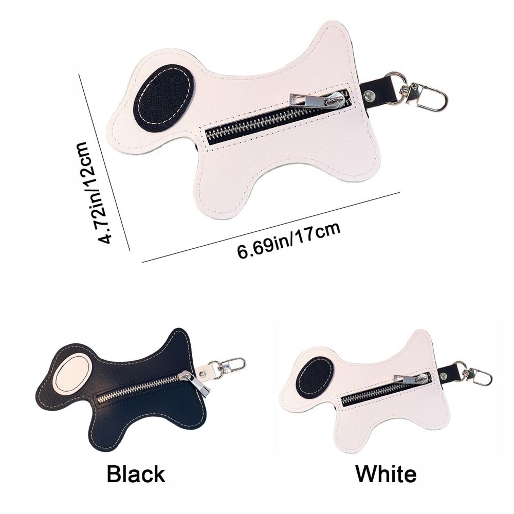 Leather Dog-Shaped Pet Poop Trash Bag Hanging with Buckle Dog Poo Bags Dispenser Travel-Friendly Pet Poop Bag Holder